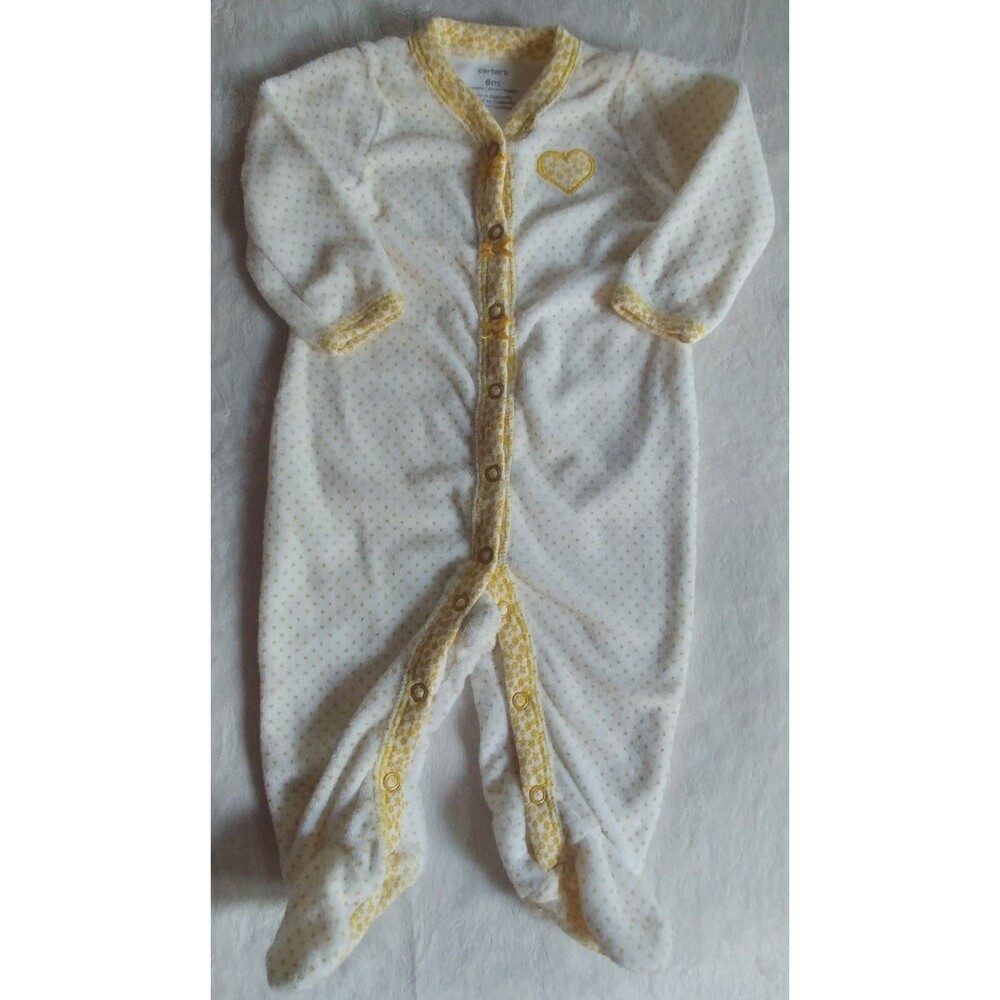 pajama 6 months Carters baby Terry cloth infant yellow and white sleeper